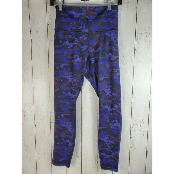 Lululemon Women's Leggings Size 6 High Times Pant Luon Hounds Blue Camo EUC